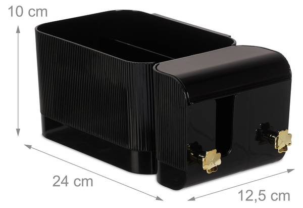 Organiseur cosmétiques mural Noir - Doré - Matière plastique - 24 x 10 x 13 cm