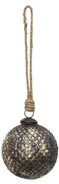 Kerstbal Snow 36769 bruin - glas - 9 x 9 x 9 cm