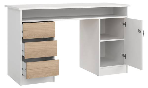 Schreibtisch FunctionPlus Weiß - Holzwerkstoff - 126 x 76 x 55 cm