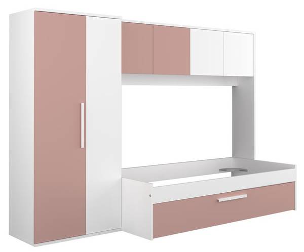 Bettrahmen LUMOKA Pink - Holz teilmassiv - 96 x 203 x 298 cm