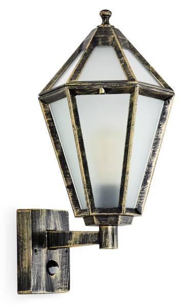 Außenwandleuchte Mondavio Schwarz - Gold - Weiß - 24 x 24 cm