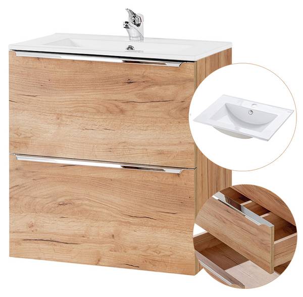 Waschtisch TOSKANA-56-579 Braun - Holzwerkstoff - 61 x 58 x 46 cm
