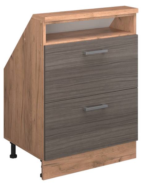 Meuble de rangement sous pente Rion56082 Imitation chêne - Gris platine