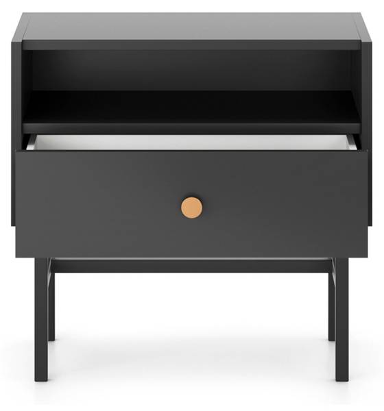 Table de chevet DIVENOS Noir - Acier - Mélamine - 55 x 52 x 39 cm