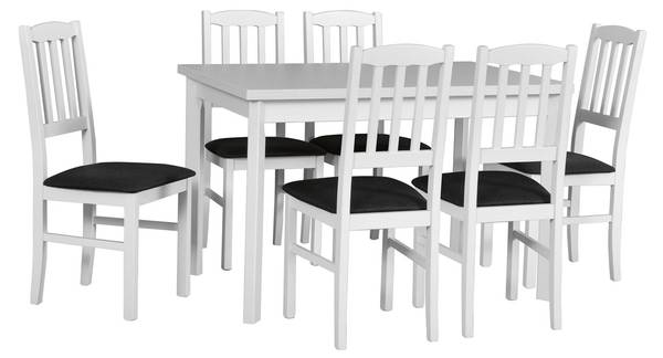 Esszimmer Set Bos 3 7-teilig Schwarz - Weiß - Buche - 120 x 94 x 80 cm