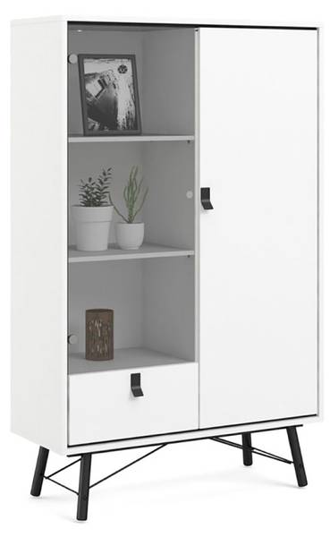 Vitrinenschrank Rye Weiß - Holz teilmassiv - 102 x 162 x 40 cm