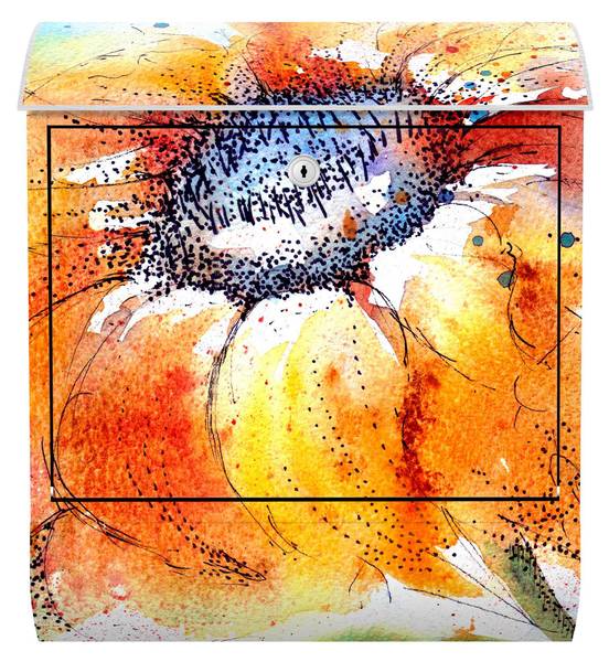 Briefkasten Painted Sunflower Orange - Stahl - 39 x 46 x 13 cm