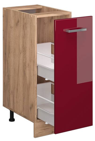 Meuble de cuisine R-Line 45560 Rouge brillant - Imitation chêne
