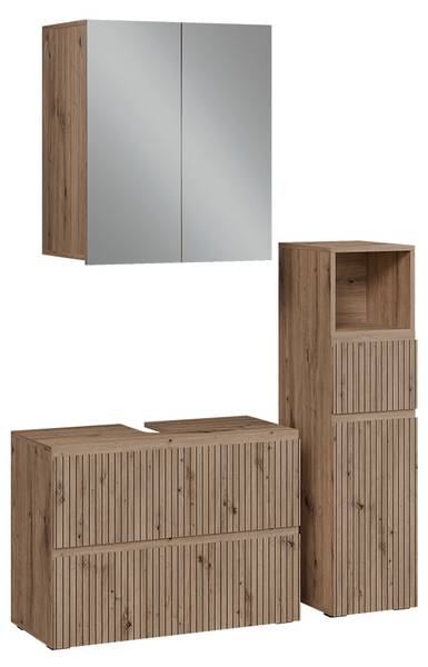 Badmöbel-Set Takumi 58543 3er Set Braun - Holzwerkstoff - 80 x 58 x 35 cm