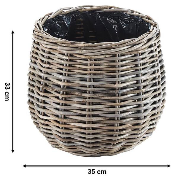 Pflanzkorb FIORA35 Grau - Rattan - 35 x 33 x 35 cm