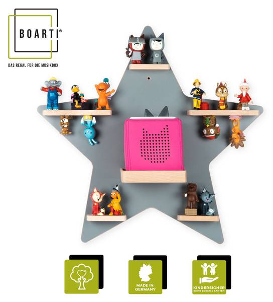 Wandregal Stern Grau - Holzwerkstoff - 52 x 55 x 19 cm