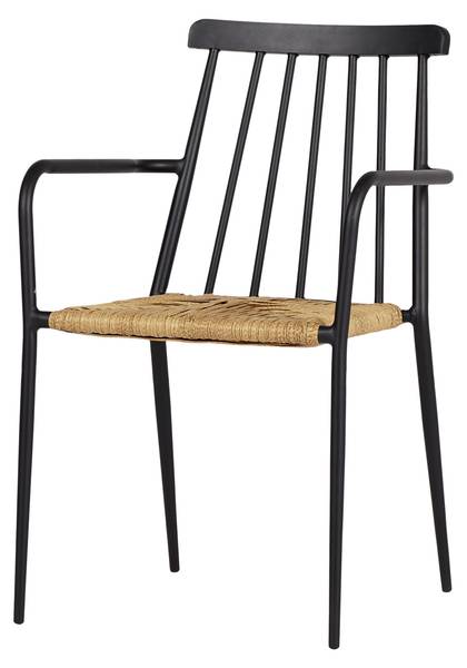 Chaise de jardin Evira Noir - Rotin - 58 x 84 x 54 cm