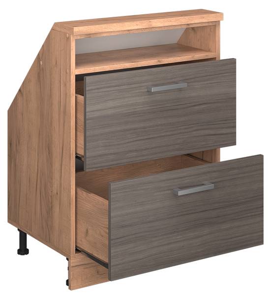 Meuble de rangement sous pente Rion56082 Imitation chêne - Gris platine