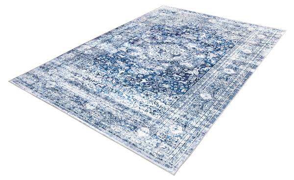 Teppich OLD MARRAKESCH Beige - Blau - Grau - Baumwollstoff - Flachgewebe - Polyester - Wolle - 230 x 160 cm