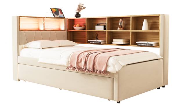 Hochbett K-1164 Beige - Holzwerkstoff - 103 x 98 x 213 cm