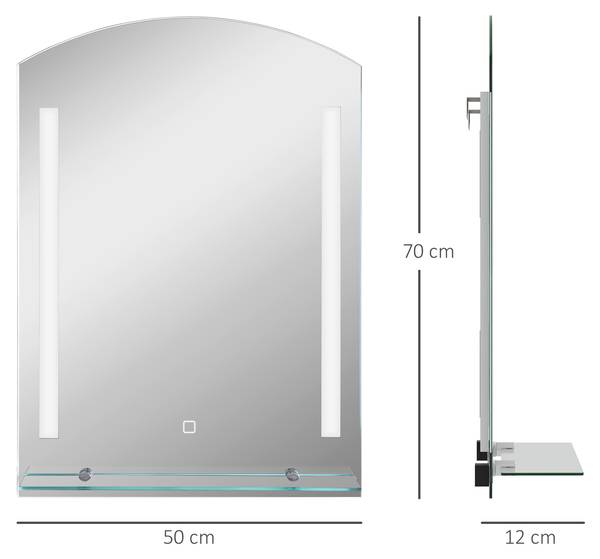 Badspiegel BB6229 Silber - Glas - Metall - 12 x 70 x 50 cm