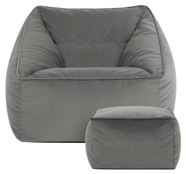 Riesen Sitzsack Sessel mit Sitzpuff Grau