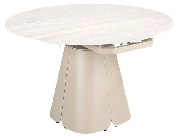 Ausziehbarer Rundtisch Sand Braun - Edelstahl - Marmor - 130 x 76 x 80 cm