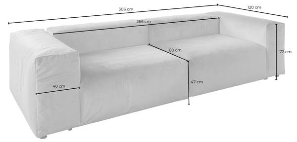Modulsofa MIA Grün - Webstoff - Samt - Polypropylen - 306 x 72 x 120 cm