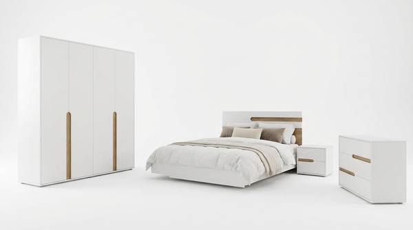 Chambre Noël Set de 5 Marron - Blanc - Bois manufacturé - 180 x 217 x 55 cm