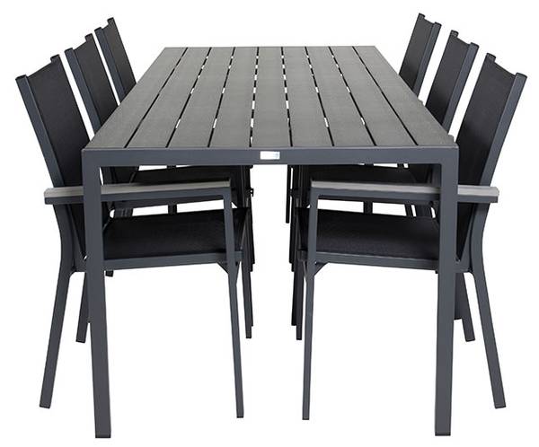 Gartenset Break 7-teilig Schwarz - Webstoff - 90 x 74 x 205 cm