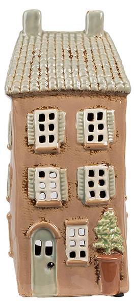 Teelichthalter Haus Hoofddorp Braun - Keramik - 9 x 28 x 12 cm