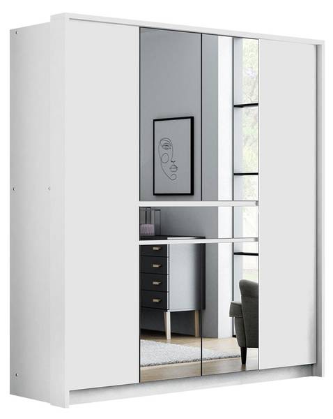 Kleiderschrank Split Weiß - Holzwerkstoff - 200 x 217 x 65 cm