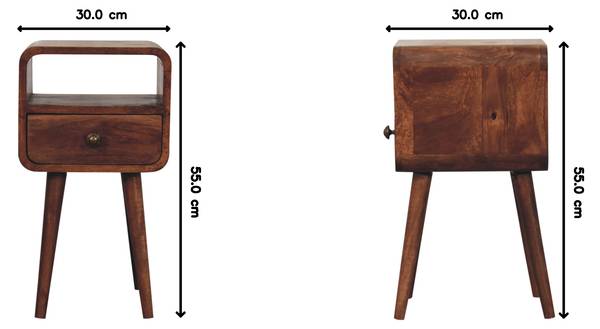 Nachtkastje Savoy bruin - mango - messing - 30 x 55 x 30 cm