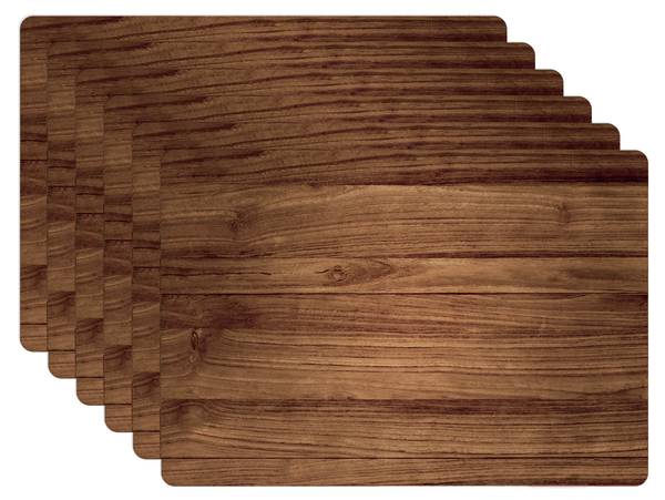 PLATZSETS Holz-Optik 6er-Set Vinyl - 45 x 30 x 1 cm
