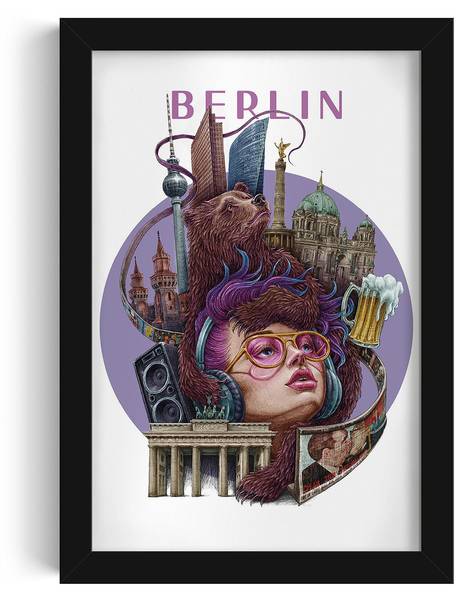 Bild Berlin Berliner Mauer Schwarz - 20 x 30 cm