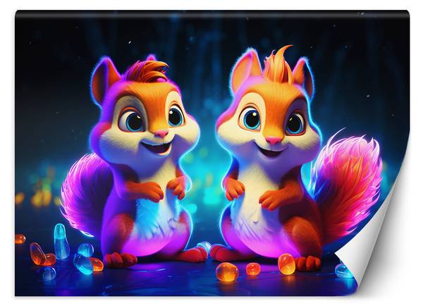 Fototapete Neon Eichhörnchen 250 x 175 cm