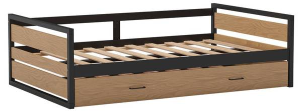 Bettrahmen BOSTON Beige - Metall - Holz teilmassiv - 210 x 62 x 133 cm