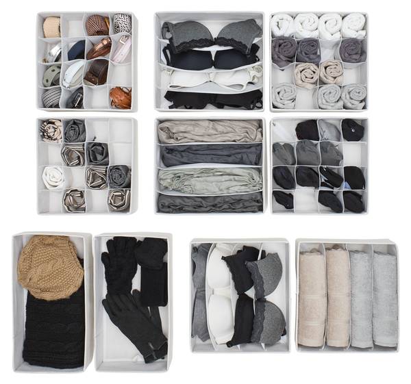 Aufbewahrungsboxen-Set LOUIS 2-tlg Beige - Papier - Textil - 40 x 11 x 21 cm