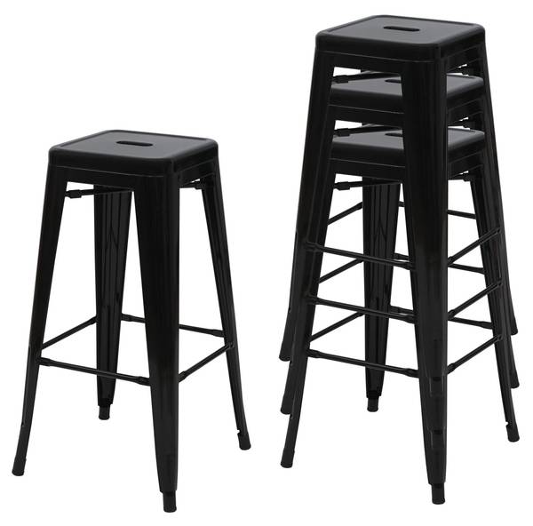 Barhocker A73 Metall (4er-Set) Schwarz