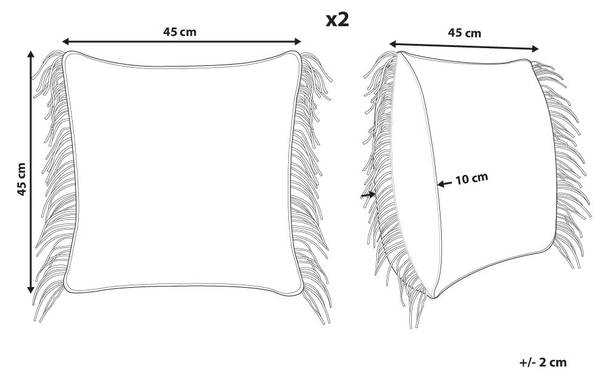Sierkussen BESHAM 2-delig grijs - natuurvezel - 45 x 10 x 45 cm