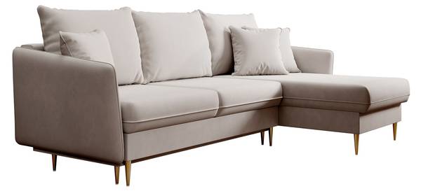 Hoekbank VOLIO beige - velours - 223 x 88 x 145 cm