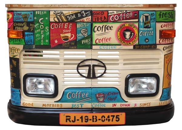 THIS & THAT LKW-Theke Metall - Massivholz - 160 x 108 x 43 cm