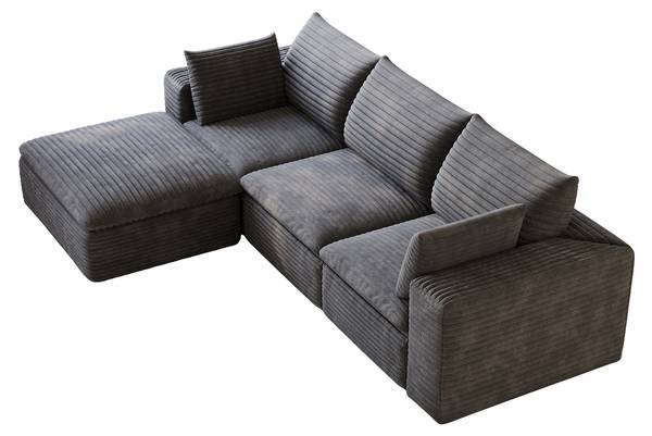 Ecksofa Mir-Flo Grau - Textil - 260 x 60 x 160 cm