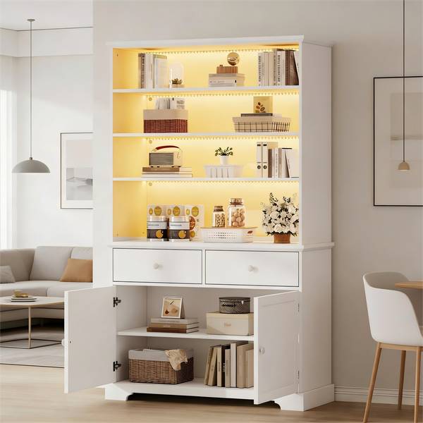 Armoire Haute Ourea Ⅲ Blanc - Bois manufacturé - 38 x 170 x 100 cm