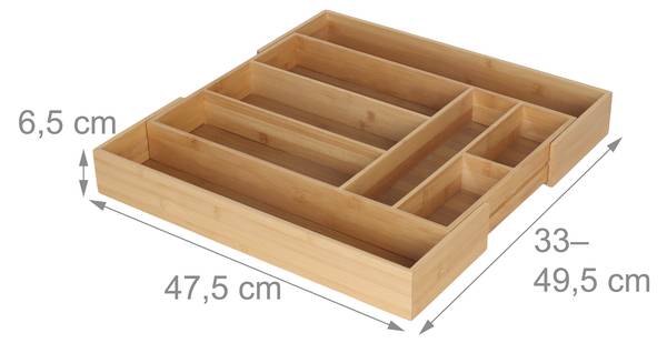 Range-couverts extensible en bambou Marron - Bambou - Bois manufacturé - 50 x 7 x 48 cm