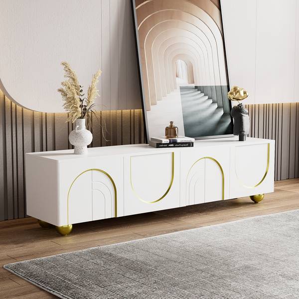 TV-Lowboard DianaBall Ⅱ Weiß - Stahl - 38 x 44 x 170 cm