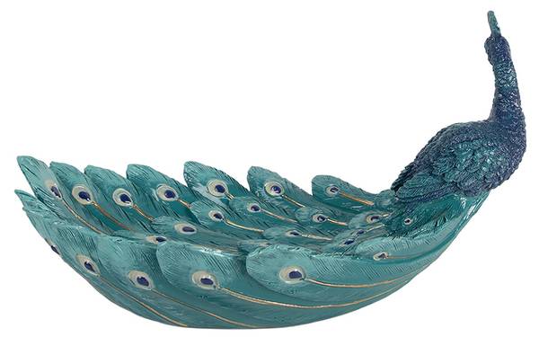 Dekoration Schale Pfau Cosy Anna Blau - Kunststoff - 19 x 16 x 30 cm