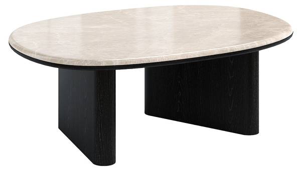 Couchtisch CORMINA Beige - Schwarz - Massivholz - 97 x 36 x 74 cm