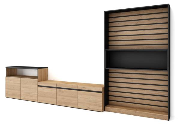 Eetkamerset Cozy Set van 3 zwart - bruin - melamine - 35 x 186 x 360 cm