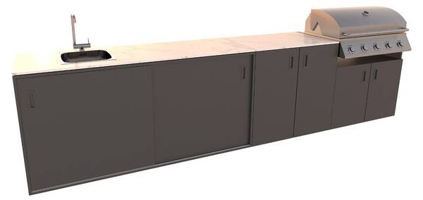 Outdoorküche Bologna Anthrazit - Höhe: 93 cm
