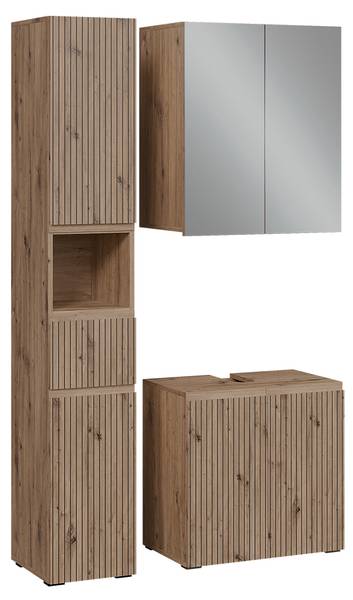 3-delige badkamermeubelset Takumi 58540 bruin - plaatmateriaal op houtbasis - 60 x 58 x 35 cm