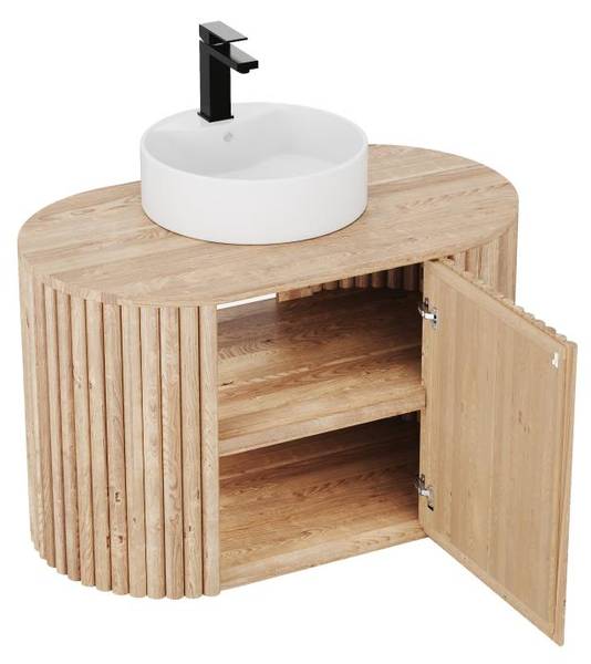 Einzelwaschtisch TOWARI Beige - Holz teilmassiv - 50 x 56 x 90 cm