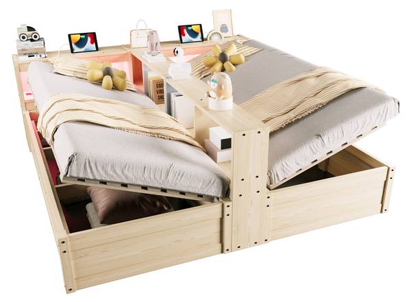 Kinderbett K-2049 Braun - Holzwerkstoff - 205 x 70 x 220 cm