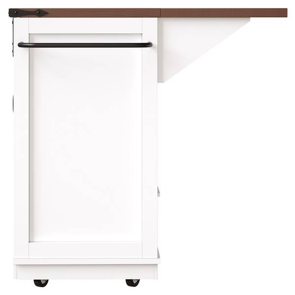 Mobile Kücheninsel Hestia Ⅰ Weiß - Holzwerkstoff - Metall - 74 x 93 x 143 cm