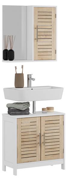 Badmöbel-Set Looma 58456 2er Set Braun - Weiß - Holzwerkstoff - 60 x 60 x 30 cm